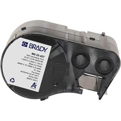 Brady M5-33-427 gelamineerde vinyl labels zwart op wit/transparant | 38,1 mm x 101,6 mm (origineel)