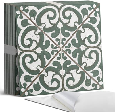 Coloray Plaktegels - Patroon met plantenmotieven Zelfklevende Tegels - 20 cm x 20 cm - Groente Plaktegels - 20 stuks - Vierkant PVC Tegels - Plaktegels Badkamer - Plaktegels Vloer - Vinyl Tegels Zelfklevend - Wandtegel Zelfklevend