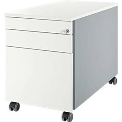 Schäfer Shop  Genius Verrijdbaar ladeblok 126, met greepuitsparing B 435 x H 577 mm, blank aluminium/blank aluminium/wit