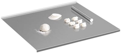 RVS snijplanken met rand voor de keuken, metalen snijplank boven de gootsteen, antislip RVS snijplank geschikt voor vlees, fruit, groenten, brood en bakken (zilver)