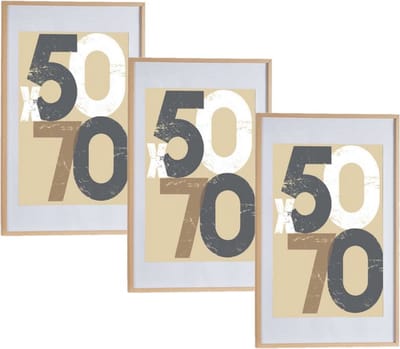 3x stuks houten fotolijst - bruin - 60 x 90 cm - fotolijstje - met passe-partout - decoratie