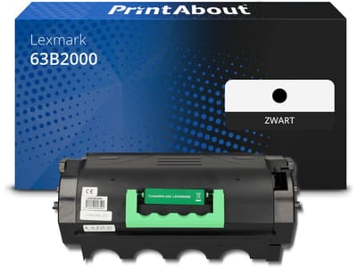 PrintAbout huismerk Toner 63B2000 Zwart Geschikt voor Lexmark