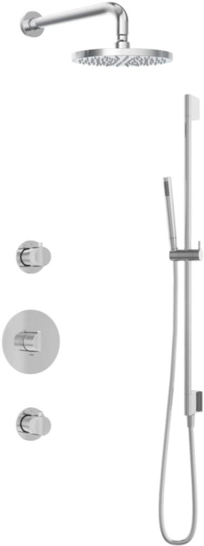Hotbath Buddy - Inbouw Regendoucheset - 2 Stopkranen - Thermostatisch - Wandarm 35 cm - Hoofddouche 200 mm - Staafhanddouche - Glijstang 900 mm - Waterbesparend - V01