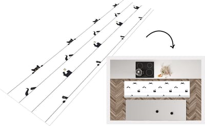 Keukenloper - Loper keuken - Kat - Patronen - Muis - 200x50 cm - Keukenloper vinyl