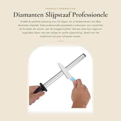 Dailygoods- Slijpstaaf Professionele Diamanten Slijpstaal - Aanzetstaal - Messenslijper - Lichtgewicht - Zwart/Zilver - Veilig en Draagbaar