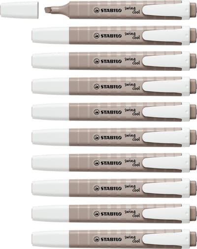 STABILO swing cool - Markeerstift - Perfect Voor Onderweg - NatureCOLORS - Warm Grijs - Doos 10 stuks