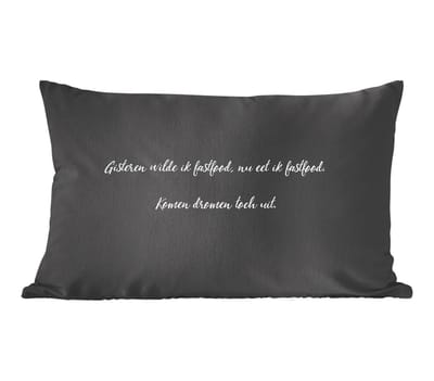 Sierkussens - Kussentjes Woonkamer - 60x40 cm - Quotes - Spreuken - Gisteren wilde ik fastfood - Fastfood lover - Eten