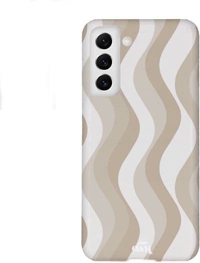 xoxo Wildhearts Minimal Nude - Single Layer hoesje geschikt voor Samsung Galaxy S22 - Siliconen hoesje met print - Backcover hardcase - Hard cover - Golvenprint - Golvend patroon - Beige / Creme / Wit
