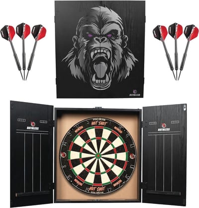 Complete Dartset voor Thuis - Dartbord, Kast en 2 Dartsets