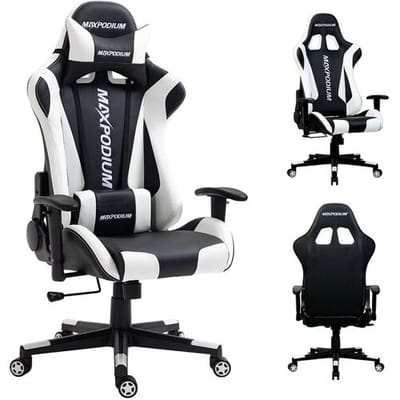 MAXPODIUM Gamingstoel – ergonomisch, volledig verstelbaar – Skilled, Zwart en Wit