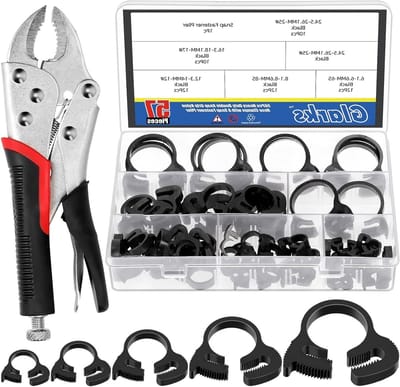 57-delige Heavy Duty Zwarte Dubbele Grip Nylon Slangklemmen Set - Verstelbare Slangklemmen met Locking Tang voor Diverse Maten en Toepassingen