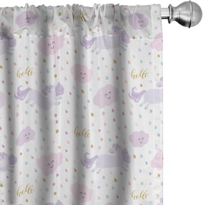 ABAKUHAUS Kindergordijnen Eenhoorns – 2x75x245 cm – Microvezel