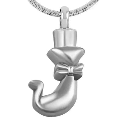 Aramat Jewels | Gedenkhangers | Stalen Ashanger Poes – 8 Modellen Kat Gedenksieraad Zilver Goud Zwart | Zilverkleur-3x1.2cm | |15mm | Staal | Volwassenen | Verkleurd niet