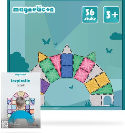 Magneticon Pastel 36 stuks - Magnetisch speelgoed - Magnetische tegels - Montessori speelgoed - Magnetische Bouwstenen - Magnetic tiles - STEM speelgoed - Speelgoed 3+ jaar - Cadeau kind