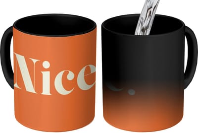 Magische Mok - Foto op Warmte Mokken - Koffiemok - Oranje - Gebroken wit - Nice - Magic Mok - Beker - 350 ML - Theemok