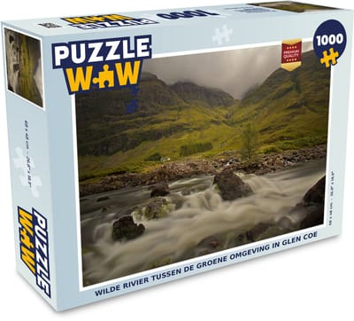 Puzzel Wilde rivier tussen de groene omgeving in Glen Coe - Legpuzzel - Puzzel 1000 stukjes volwassenen