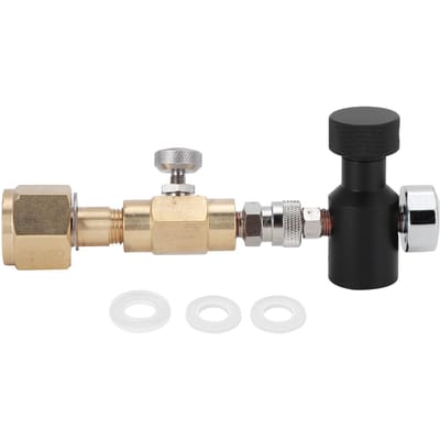 CO2 Cilinder Vuladapter Messing Connector CGA320 met Ontluchtingsventiel ASA 1500PSI Manometer