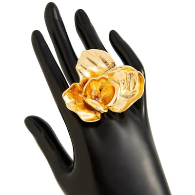 Nouvelles Bagues Minimalistes Couleur Or pour Femmes Couples Nouvelle Mode Vintage Punk Grande Fleur Bijoux Cadeau Fête d'Anniversaire beige