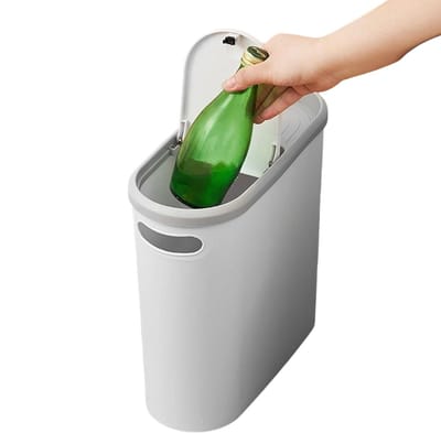 Prullenbak 10 Liter - Afvalemmer Vuilnisbak - Kleine Ruimtes - Drukdeksel Hygiënisch - 32x32x15 cm