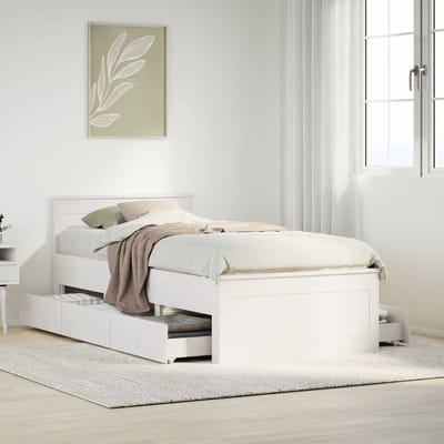 vidaXL - Bedframe - met - hoofdbord - zonder - matras - grenenhout - wit - 90x190 - cm