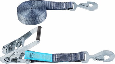 Sjorband 8 m x 50 mm - 43000 kg - Met Spanratel en Karabijnhaak - Ladingbeveiliging