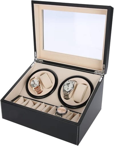 Dailygoods- Horlogeopwinder Automatisch - Horloge Houder - Draaibaar - 10 Horloges - Stille Motor - Antimagnetisch Koperwerk - Horlogehouder