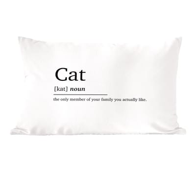 Sierkussens - Kussentjes Woonkamer - 60x40 cm - Cat - Spreuken - Quotes - Kat definitie - Woordenboek