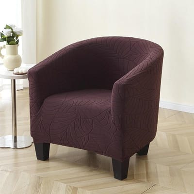 Verdikte Bladeren Halve Cirkel Bankhoes Club Enkele Bankhoes Huis Hotel Antislip Bank Stofbestendig Handdoekhoes 43.5*41*58.5cm koffie