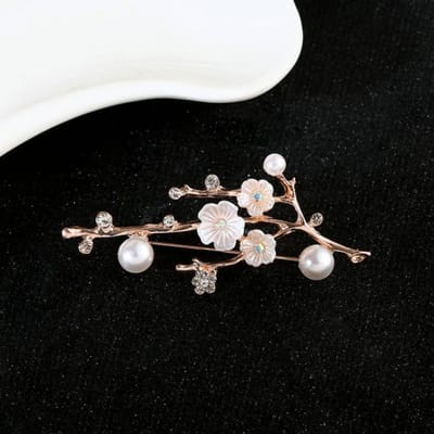 Pruimenbloesem Vlinder Krans Pauw Bij Broche Kleding Accessoires Ingelegd Zirconia Broche Luxe Broche Broche gray
