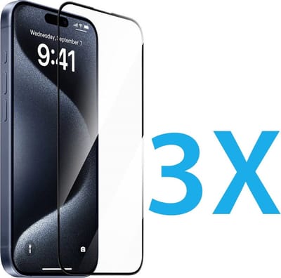 3x Full Cover Screenprotector Geschikt voor: iPhone 16 - Screen protector - volledige glas - bescherming - beschermglas - ZT Accessoires