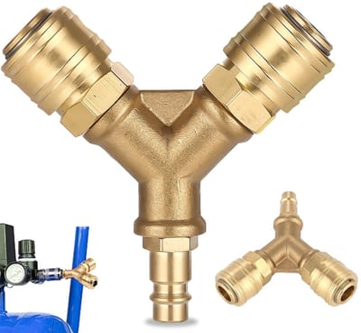 Dailygoods- Distributor met Y-ontwerp - 1/4 Inch Snelsluiting - Compressed Air - Corrosiebestendig - 13.5 x 19 x 2.7 cm - Eenvoudige installatie - Luchtverdeler