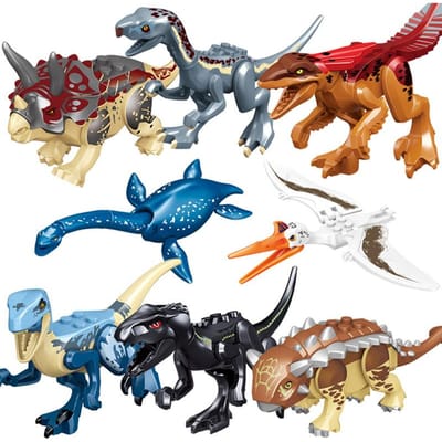 Ensemble de Briques de Construction Dinosaures Jurassiques, Modèle 3 World Park, T-Rex Blanc Dino Breakout, Mosasaure Vélociraptor Animal,