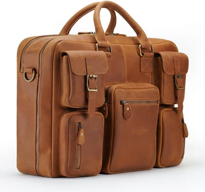 DE LAMASSU® (Kasper) XL Leren Business Tas 17 Inch – Echt Rundleer – Extra Ruim – 180° Openklapbaar – Premium Werk- & Reistas Unisex