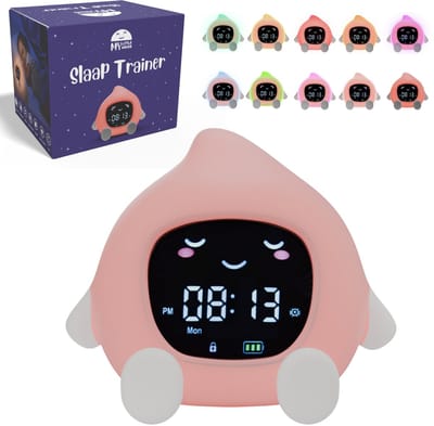MyLittleAmigo Slaaptrainer - Kinderwekker - Nachtlampje Kinderen - Voor Kinderen - Met Dimfunctie - Verschillende lichtkleuren - Roze Perzik