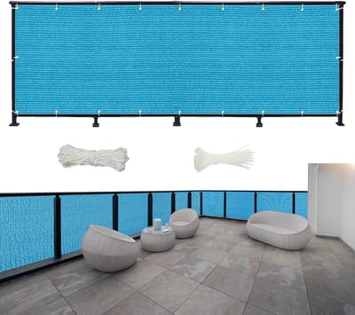 Balkonscherm - Windscherm Tuinscherm - Privacy Creëren - Waterbestendig Polyester - 900x175cm - Hemelsblauw