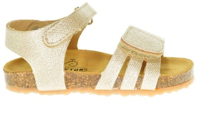 Gouden Lederen Sandaal Kleine Meisjes Plakton Velcro maat 22