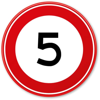 Verkeersbord Maximum snelheid 5km - A01-5 - Weerbestendig Aluminium - Ø40 cm - Bevestiging: Zonder bevestiging (alleen het bord)