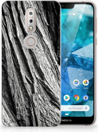 Bumper Hoesje Nokia 7.1 Boomschors Grijs