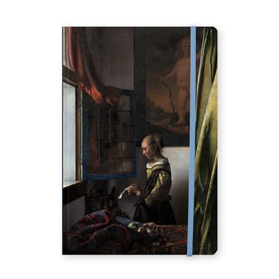 Lanzfeld Vermeer - Kunst Notitieboek A5 - Gelinieerd - Girl Reading Letter - 80 Pagina's - Softcover