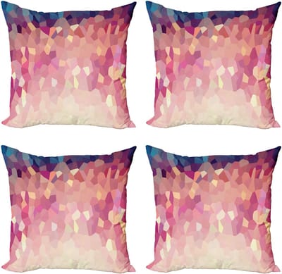 ABAKUHAUS Panne Throw Pillow Cover 4 Pack, Abstract Blush Polygonaal, Modern Accent Dubbelzijdig Digitaal Print, 40 x 40 cm, Multicolor
