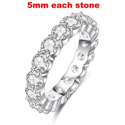 Bague Smyoue 2-5mm Moissanite Complète pour Femmes Bagues d'Éternité de Mariage Étincelantes Bijoux en Argent Sterling S925 100% Bague Classique GRA 7.5&US Size white