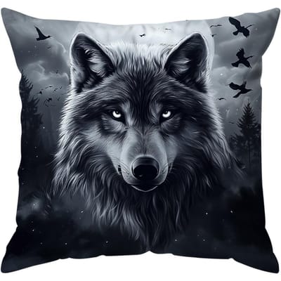 Coussins Thème Loup Taie d'oreiller Housse de coussin en polyester Coussin d'appoint Housse de coussin Décoration de canapé de maison 45x45cm