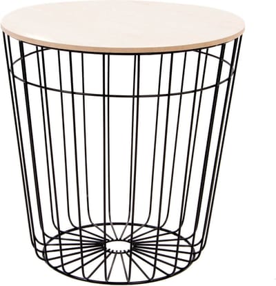 ITEM Bijzettafel - rond - zwart - ijzer en hout - 39 x 40.5 cm - decoratief en praktisch