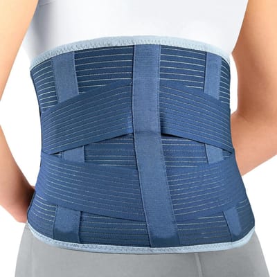 Corset lombaire réglable pour soulager la douleur Ceinture de soutien lombaire respirante pour femmes hommes Sciatique M bleu