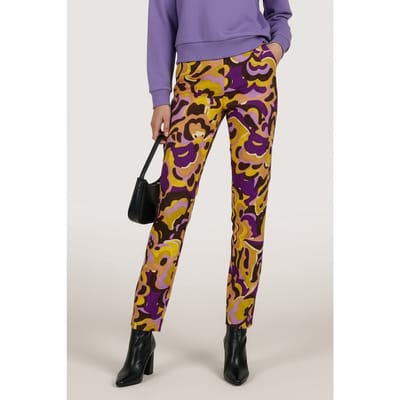 EsQualo Trousers Fancy Earth Print Maat: 36 | Pantalons Outlet | Dames | Paars