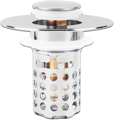 RVS Pop-Up Wastafelkraan Stopper met Verwijderbaar Filter voor Keuken en Badkamer, Anti-Verstopping Oplossing voor Afvoeren