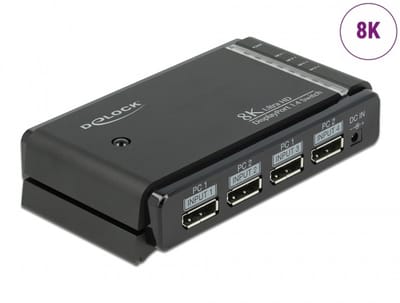 Delock DisplayPort 1.4 Switch 2 x 2 DisplayPort in to 1 x 2 DisplayPort out 8K