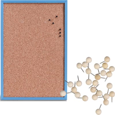 Prikbord incl. 25x punaises - 40 x 60 cm - hout - blauw - kurk