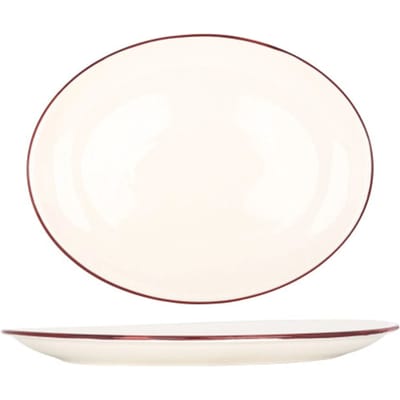 Bonna Serveerschaal - Linea Burgundy - Porselein - 36x28 cm - set van 2