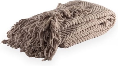 Tiseco - Deken RENEE - warm gebreide structuurplaid - 150x200 cm, Taupe